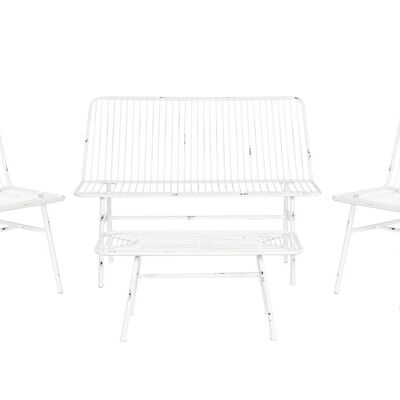 Sofa-Set 4 aus Metall 115 x 53 x 83 cm, getragenes Weiß, MB211609