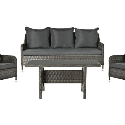 SOFA SET 4 SYNTHETIC RATTAN 175X73X81 WITH CUSHIONS MB190666