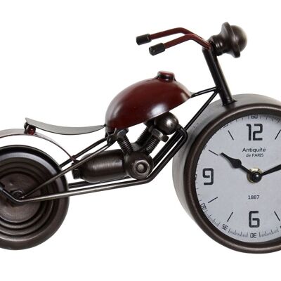 Metal Glass Clock 32.5X10X18 Motorcycle Red RE210666