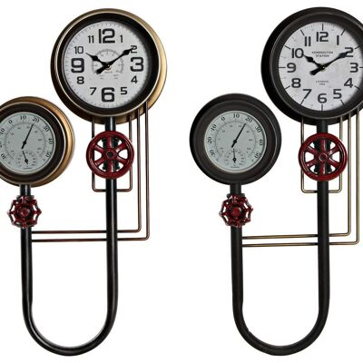 IRON WALL CLOCK 29X9X56 THERMOMETER 2 SURT. RE179994