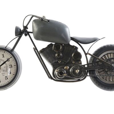 Wanduhr aus Eisen und Glas, 44 x 8 x 21 cm, graues Motorrad, RE176044