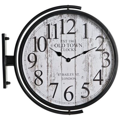 Iron Glass Wall Clock 45X6X45 Station Black RE199316