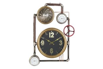 HORLOGE MURALE EN FER CRISTAL 50,5X12X73 OR RE201231 1