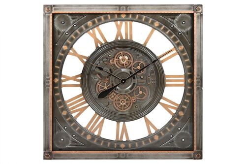 Reloj Pared Hierro Cristal 80X10X80 Gris RE212081