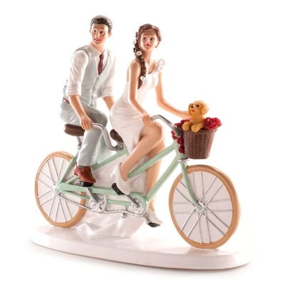 COUPLE DE MARIAGE À VÉLO 16x18CM POUR DÉCORER LES GÂTEAUX