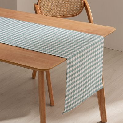Chemin de table antitache rectangulaire imperméable à carreaux Vichy 45x170 cm toucher tissu coton respirant et doux