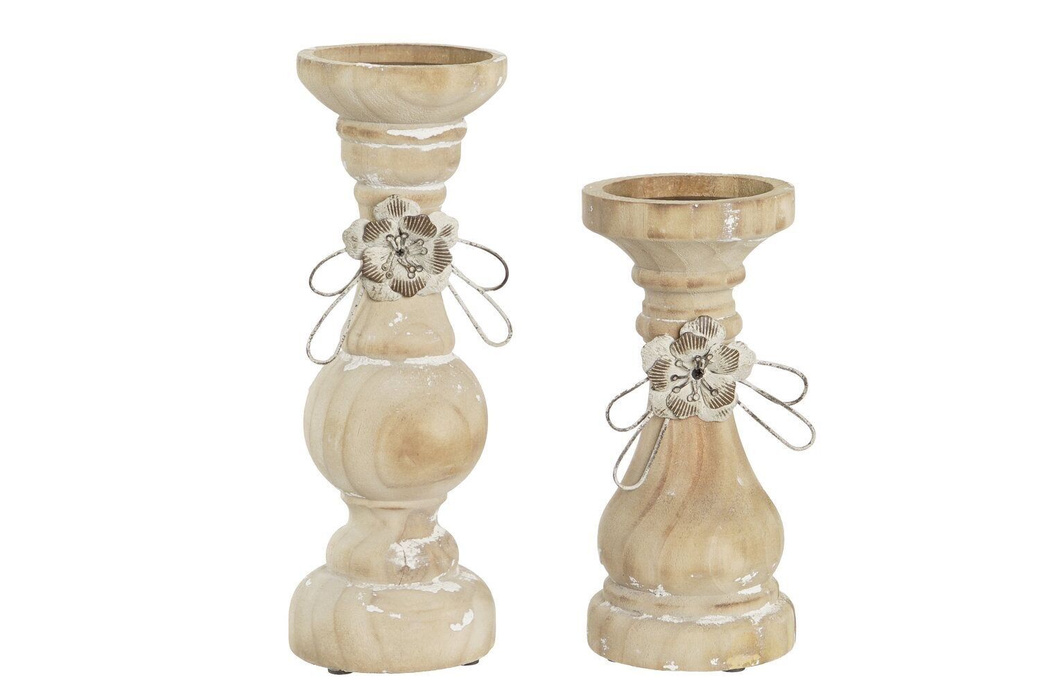 CANDLE HOLDER SET 2 WOOD 9.5X9.5X28 NATURAL PV201957