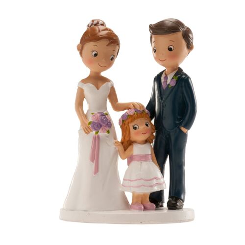 PAREJA DE BODA CON NIÑA 16CM PARA DECORAR TARTAS