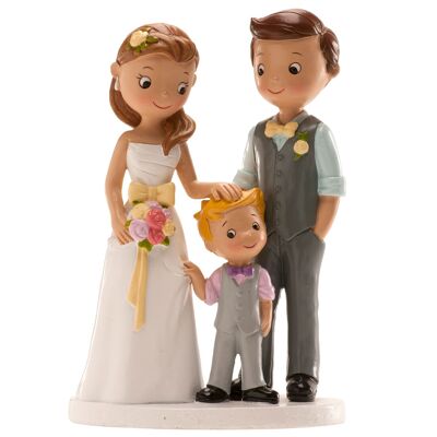 WEDDING COUPLE WITH CHILD 16CM TO DECORATE CAKES