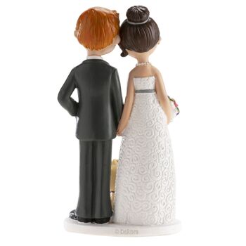 COUPLE DE MARIAGE AVEC CHIEN 16CM POUR DÉCORER LES GÂTEAUX 4