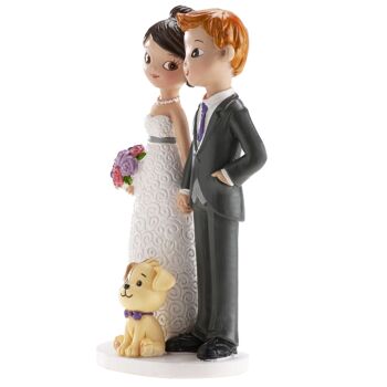 COUPLE DE MARIAGE AVEC CHIEN 16CM POUR DÉCORER LES GÂTEAUX 5