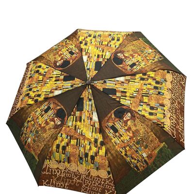Parapluie imprimé Klimt The Kiss (court) - Marron