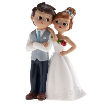 COUPLE DE MARIAGE AVEC FLEUR 16CM POUR DÉCORER LES GÂTEAUX 1