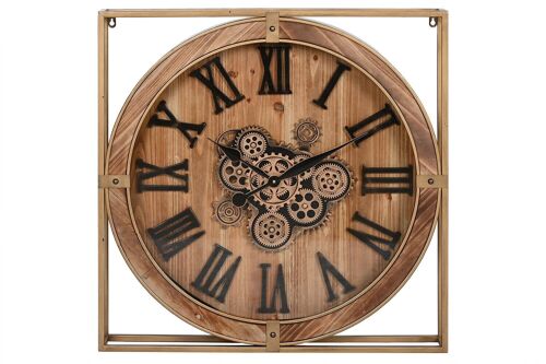 RELOJ PARED HIERRO MDF 72X10X72 MOVIMIENTO DORADO RE212082