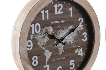 HORLOGE MURALE MDF FER 40X6,5X50 CARTE DU MONDE 2 SURT. RE203753 2