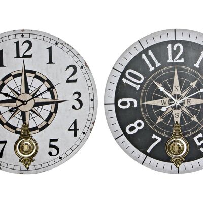 MDF METAL WALL CLOCK 58X4X58 COMPASS 2 SURT. RE204325