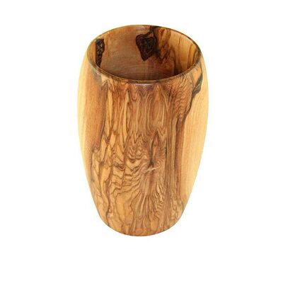 Vaso pequeño para cepillos de dientes fabricado en madera de olivo