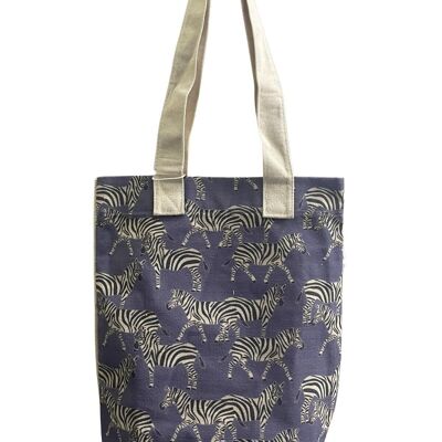 Einkaufstasche aus Baumwolle mit Zebra-Animal-Print (3er-Pack) – Mehrfarbig
