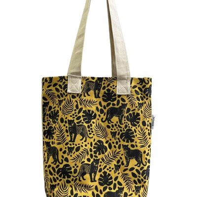 Jungle Leaf Leopard Print Cotton Tote Bag (Pack Of 3) - Multi