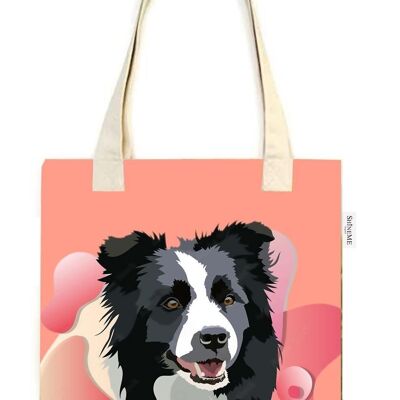 Border Collie Dog Art Print Cotton Tote Bag (Pack Of 3) - Multi