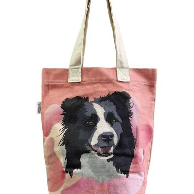 Border Collie Dog Art Print Cotton Tote Bag (Pack Of 3) - Multi