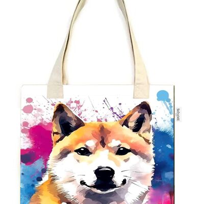 Shiba Inu Dog Print Cotton Tote Bag (Pack Of 3) - Multi