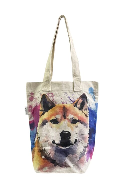 Shiba Inu Dog Print Cotton Tote Bag (Pack Of 3) - Multi