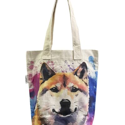 Bolso tote de algodón con estampado de perro Shiba Inu (paquete de 3) - Multicolor