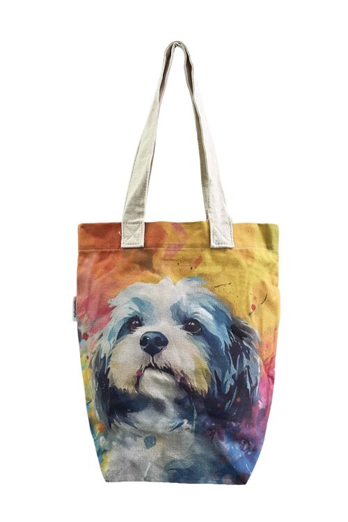 Shih Tzu Dog Print Cotton Tote Bag (Pack Of 3) - Multi