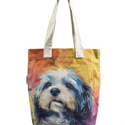 Sac fourre-tout en coton imprimé chien Shih Tzu (paquet de 3) - Multi