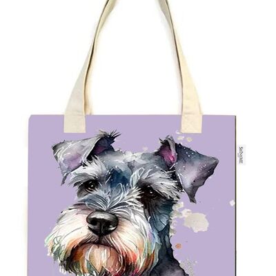 Baumwoll-Einkaufstasche mit Schnauzer-Hunde-Aufdruck (3er-Pack) – Mehrfarbig