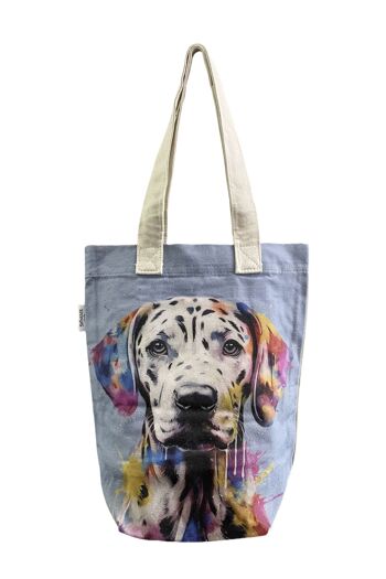 Sac fourre-tout en coton imprimé d'art de chien dalmatien coloré (paquet de 3) - Multi 2