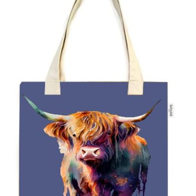 Baumwoll-Einkaufstasche mit schottischem Highland-Kuh-Print (3er-Pack) – Mehrfarbig