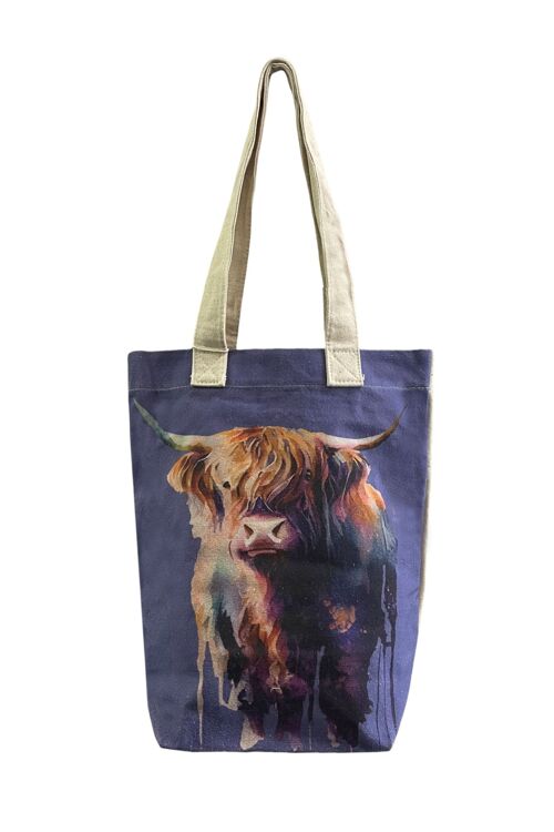 Scottish Highland Cow Print Cotton Tote Bag (Pack Of 3) - Multi