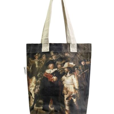 Bolso tote de algodón con estampado artístico La ronda de noche de Rembrandt (paquete de 3) - Multicolor