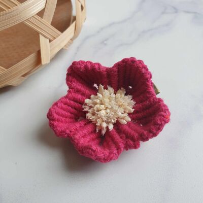 Raspberry flower barrette