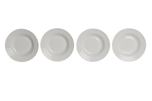 Plato Set 4 Porcelana 20X20X3 Hondo Blanco PC208143