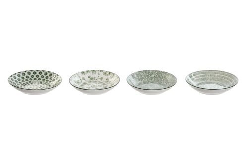 Plato Set 4 Porcelana 20X20X4 Verde PC212739