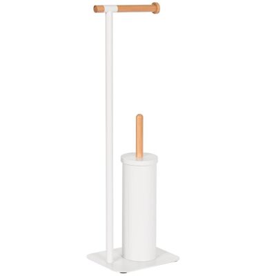 PORTE-ROULEAU MÉTAL BAMBOU 22X16X68 BLANC PB211662