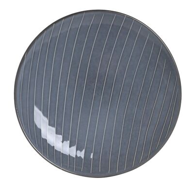 GLAZED STONEWARE PLATE 20X20X2,5 BLUE STRIPES PC202476