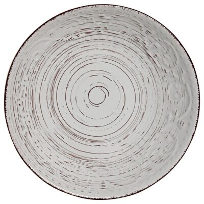 STONEWARE PLATE 21X21X2 WHITE RELIEF PC211460