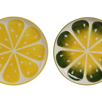 STONEWARE PLATE 22.5X22.5X2.5 LEMON 2 SURT. PC211821