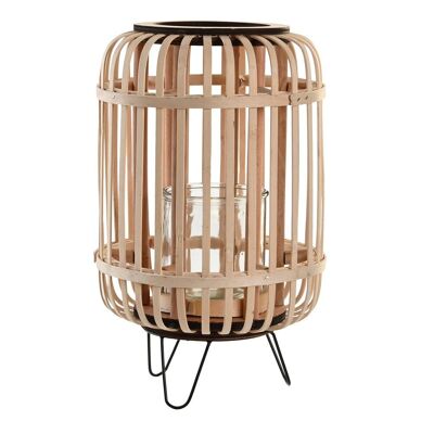 BAMBOO METAL CANDLE HOLDER 20X20X34 NATURAL PV203351