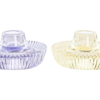 GLASS CANDLE HOLDER 10X10X5.5 2 SURT. PV203310