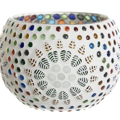 GLASS CANDLE HOLDER 13X13X9 MULTICOLOR MOSAIC PV208317