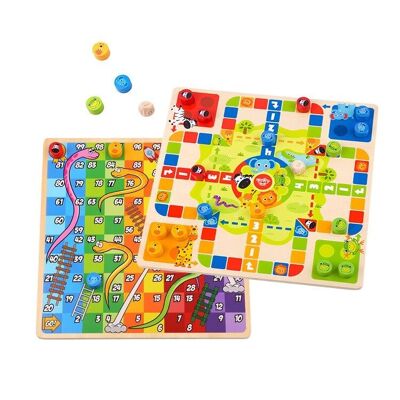 2-in-1-Spiele: Ludo, Schlangen und Leitern