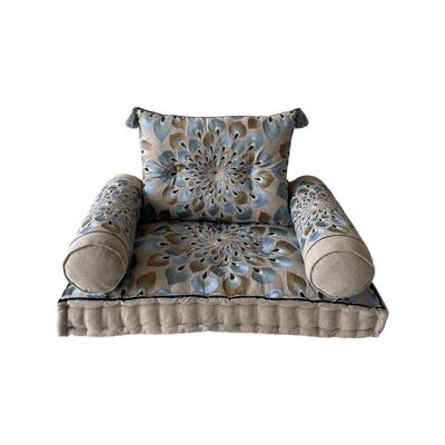 FAUTEUIL SET 4 COTON 90X55X18 DOUBLE BLEU TX205291