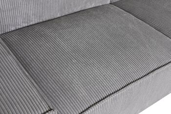 Canapé-lit en polyester 230x94x75 velours côtelé gris clair MB211731 4