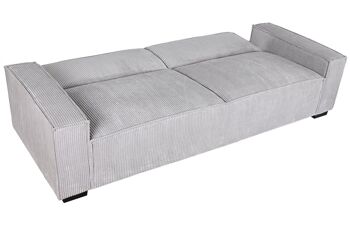 Canapé-lit en polyester 230x94x75 velours côtelé gris clair MB211731 8