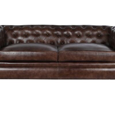LEATHER SOFA 190X77X80 CHESTER 3 SEATS DARK BROWN MB208648